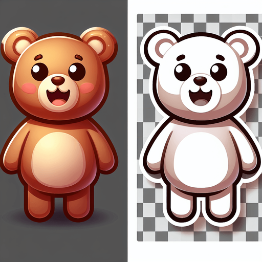 a cute smiling teddy bear standing Single Game Texture. 2d. Transparent background. High contrast. No shadows. No border.