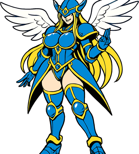 Ophanimon blue armor complete body sensual.
In-Game asset.  2d.  High contrast.  No shadows