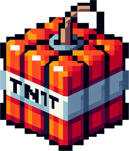 Pixel art, square with the texture of a tnt . Single Game Texture. In-Game asset. 2d. Blank background. High contrast. No shadows.