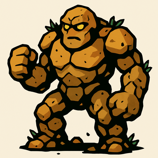 גולם עשוי אדמה מהאגדות.
In-Game asset.  2d.  High contrast.  No shadows