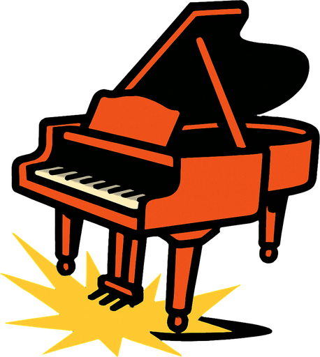 piano de cola cayendo.
In-Game asset.  2d.  High contrast.  No shadows