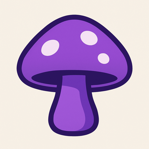 Purple mushroom.
In-Game asset.  2d.  High contrast.  No shadows. Very simple