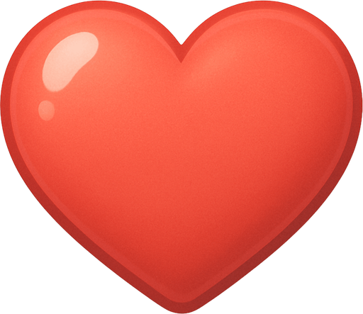 A heart. Used as an icon for in-game lives. Cute soft graphics. soft ambient light. semi-matte to satin surfaces. naturalistic with slight saturation boost colors. Tone is premium, friendly, clean with lifestyle or service-oriented appeal.
In-Game asset.  2d.  High contrast.  No shadows. top down. View from above.
