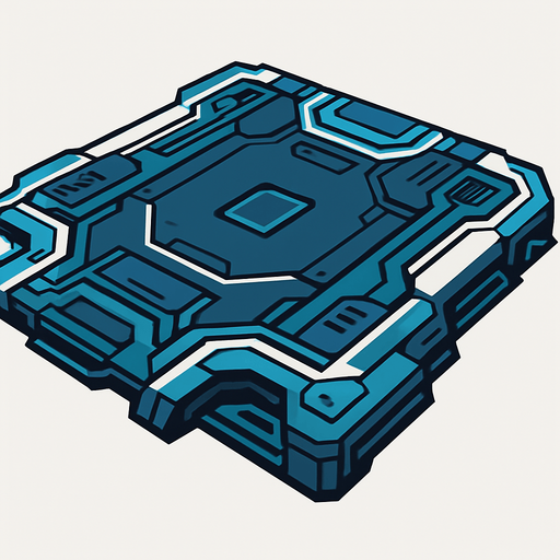 futuristic robotic ground.
In-Game asset.  2d.  High contrast.  No shadows