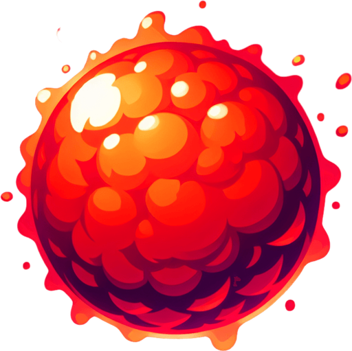 red fire ball.
Single Game Texture.  In-Game asset.  2d.  Blank background.  High contrast.  No shadows