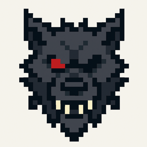 werewolf red eye pixel.
In-Game asset.  2d.  High contrast.  No shadows