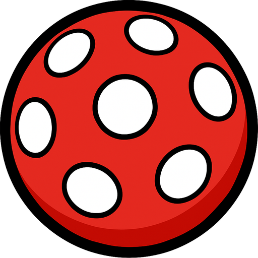 Red boll with dots.
In-Game asset.  2d.  High contrast.  No shadows