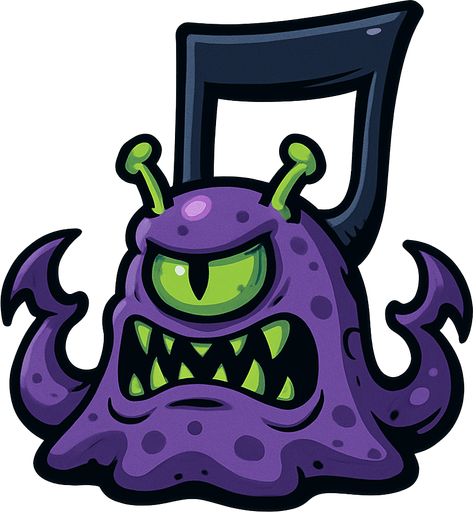 MÜZİK NOTASI ŞEKLİNDE BİR UZAYLI CANAVAR BOSS ÇİZ AYAKSIZ.
In-Game asset.  2d.  High contrast.  No shadows