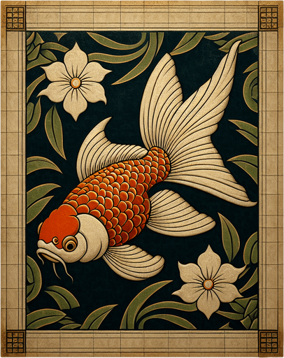 japon balığı.
Single Game Texture. In-Game asset. 2d. Blank background. High contrast. No shadows.