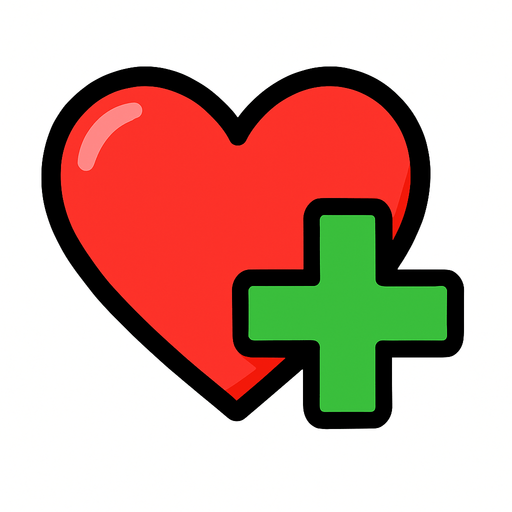 un corazón con un "+" verde al lado del corazon.
In-Game asset.  2d.  High contrast.  No shadows. Cartoon