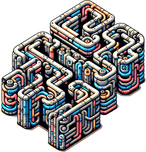 Text "Maze" written with pipe.

2020's mobile games style