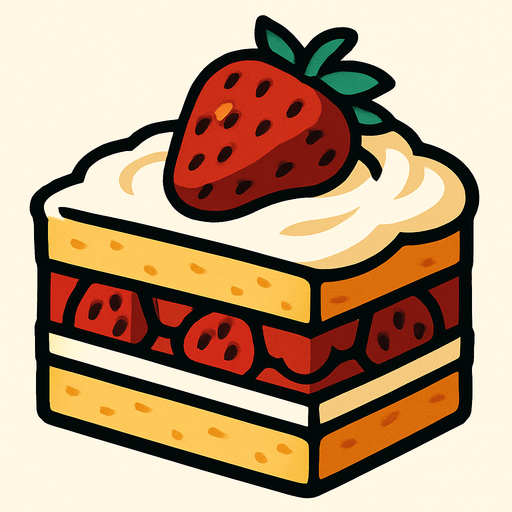 Gâteau aux fraises.
In-Game asset.  2d.  High contrast.  No shadows