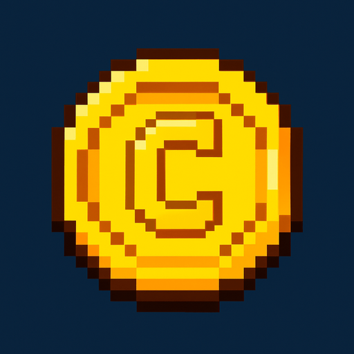 Pixel coin.
In-Game asset.  2d.  High contrast.  No shadows. Pixel