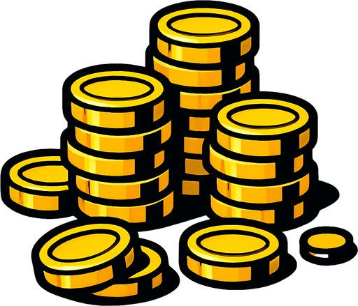 Gold coins.
In-Game asset.  2d.  High contrast.  No shadows