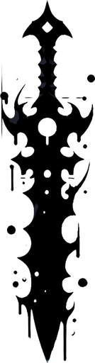 A sharp, wicked-looking dagger or blade edge dripping with black, shadowy substance..
Single Game Texture.  In-Game asset.  2d.  Blank background.  High contrast.  No shadows