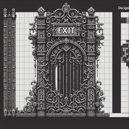 Exit Gate.
Single Game Texture.  In-Game asset.  2d.  Blank background.  High contrast.  No shadows