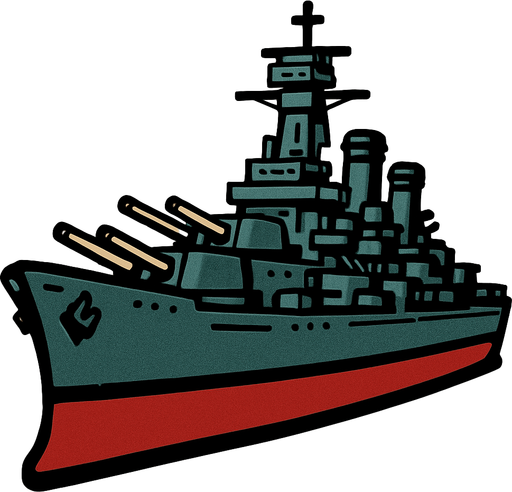 un barco gigante de guerra.
In-Game asset.  2d.  High contrast.  No shadows