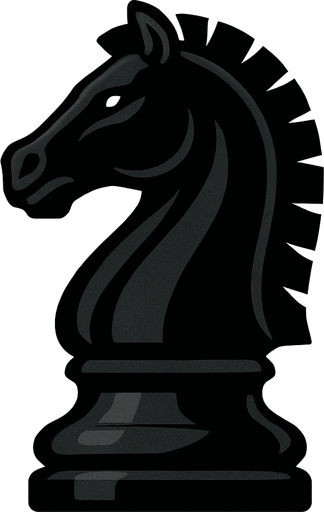 Chess black knight.
In-Game asset.  2d.  High contrast.  No shadows