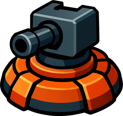 a 2d turret base.
In-Game asset.  2d.  High contrast.  No shadows