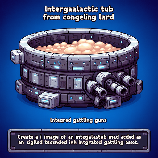 Intergalactic tub of congealed lard armed with integrated Gatling guns.
Single Game Texture. In-Game asset. 2d. Blank background. High contrast. No shadows.