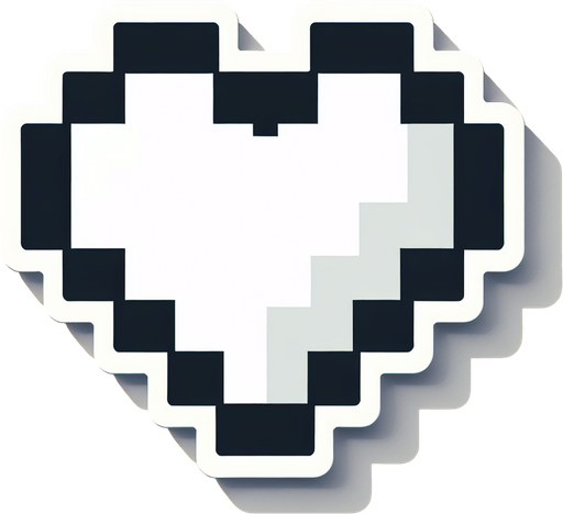 top-down view, videogame heart, 90s style sticker, flat, no perspective, silhouette,  white, cartoon, fun, simple, from above.
Single Game Texture. In-Game asset. 2d. Blank background. High contrast. No shadows.