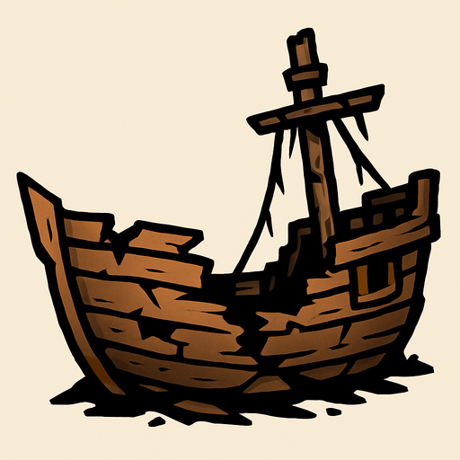Broken ship.
In-Game asset.  2d.  High contrast.  No shadows