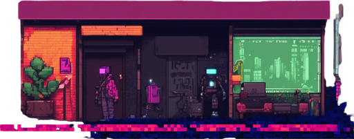 cyberpunk pixel art street