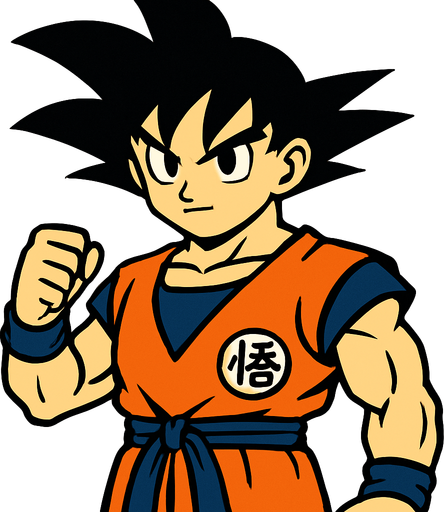 Goku.
In-Game asset.  2d.  High contrast.  No shadows