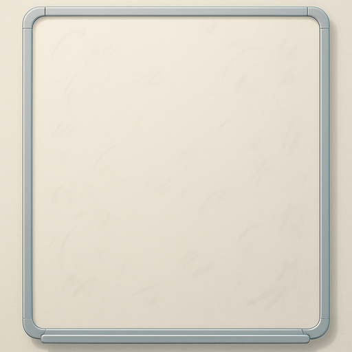 An office whiteboard aspect ratio 3/4, nothing on it but with it has some marks from previous drawings. Add some marks from previous usage. Should work as a background for a modal dialog. Cute soft graphics. soft ambient light. semi-matte to satin surfaces. naturalistic with slight saturation boost colors. Tone is premium, friendly, clean with lifestyle or service-oriented appeal.
In-Game asset.  2d.  High contrast.  No shadows