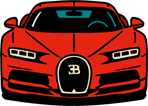 Kuzey yönüne bakan bir bugatti.
In-Game asset.  2d.  High contrast.  No shadows