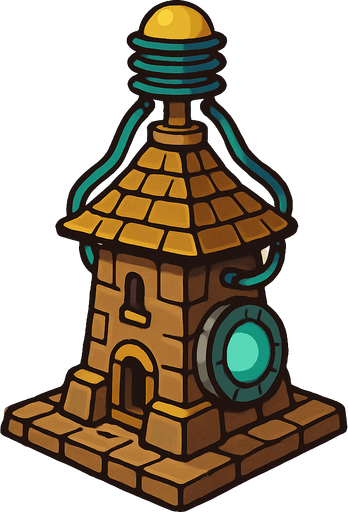 antik elektrik atıcı kule.
In-Game asset.  2d.  High contrast.  No shadows