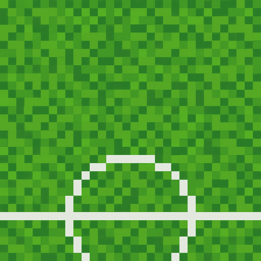 pixelart grass texture low quality. have soccer field half center circle at bottom.
In-Game asset.  2d.  High contrast.  No shadows