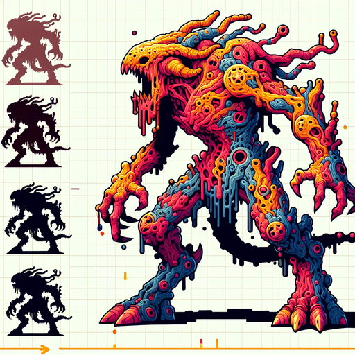 monster.
Single Game Texture.  In-Game asset.  2d.  Blank background.  High contrast.  No shadows