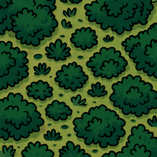 Un bosque mirado desde arriba sin árboles.
In-Game asset.  2d.  High contrast.  No shadows