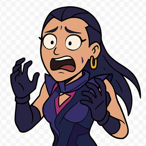 Valorant reyna cartoon. Shes scared. Cartoon PNG transparent