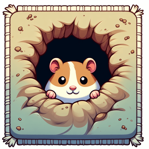 curious hamster emerge from the cozy burrow background. Play the “Hit the Hamster” game.
Single Game Texture. In-Game asset. 2d. Blank background. High contrast. No shadows.
