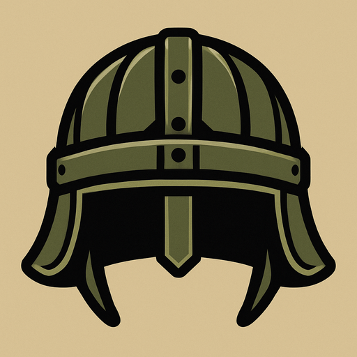 Asker kaskı. Önden bakış kayışı yok 
In-Game asset.  2d.  High contrast.  No shadows