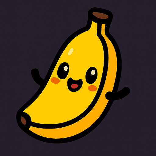 Banana cute.
In-Game asset.  2d.  High contrast.  No shadows