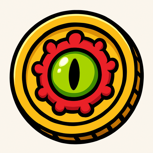 Moneda ojo monstruo.
In-Game asset.  2d.  High contrast.  No shadows