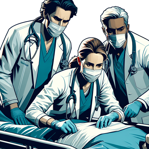 An image of doctors saving a person from an emergency situation.
Single Game Texture. In-Game asset. 2d. Blank background. High contrast. No shadows.