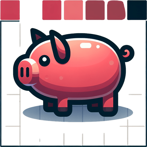 pig.
Single Game Texture. In-Game asset. 2d. Blank background. High contrast. No shadows.