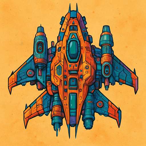 crazy spaceship top view.
