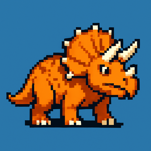 Triceraptos pixel.
In-Game asset.  2d.  High contrast.  No shadows