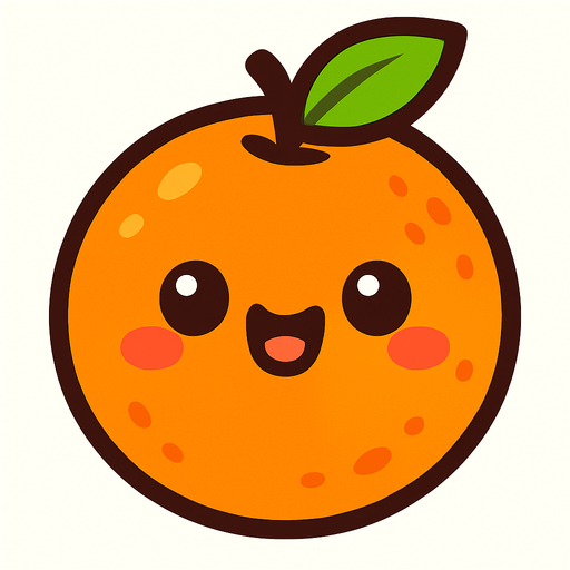Orange with cute face.
In-Game asset.  2d.  High contrast.  No shadows
