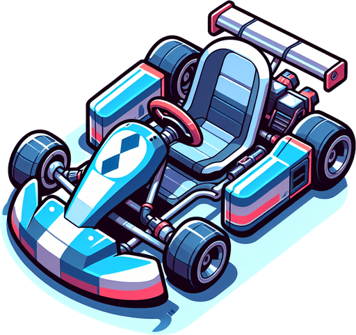 2d kart.
Single Game Texture. In-Game asset. 2d. Blank background. High contrast. No shadows.