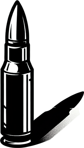 Bullet.
Single Game Texture. In-Game asset. 2d. Blank background. High contrast. No shadows.