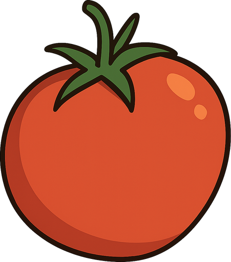 Tomato. No background. Transparent background. Blank background. No shadows. 2d. In-Game asset. flat