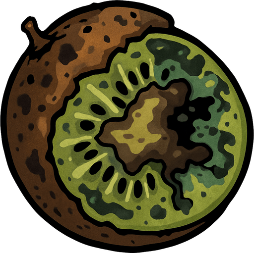 rotten kivi.
In-Game asset.  2d.  High contrast.  No shadows