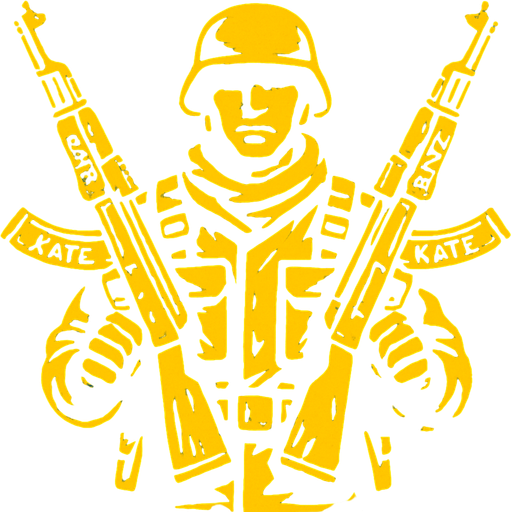 soldier with 2 kate ak47 in his hand.
In-Game asset.  2d.  High contrast.  No shadows