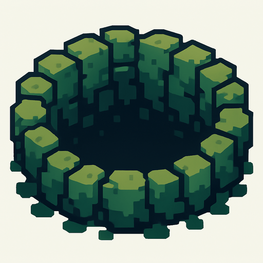 piksel çukur.
In-Game asset.  2d.  High contrast.  No shadows